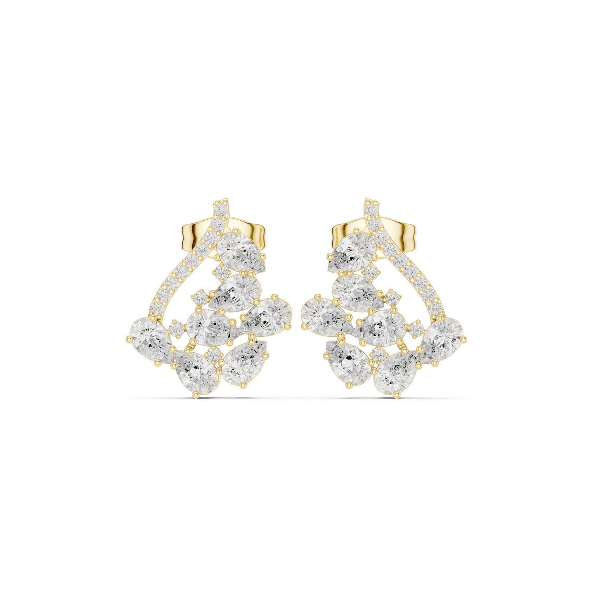 Marquise Moissanite Open Triangle Stud Earrings – 925 Sterling Silver, 18K Gold Vermeil