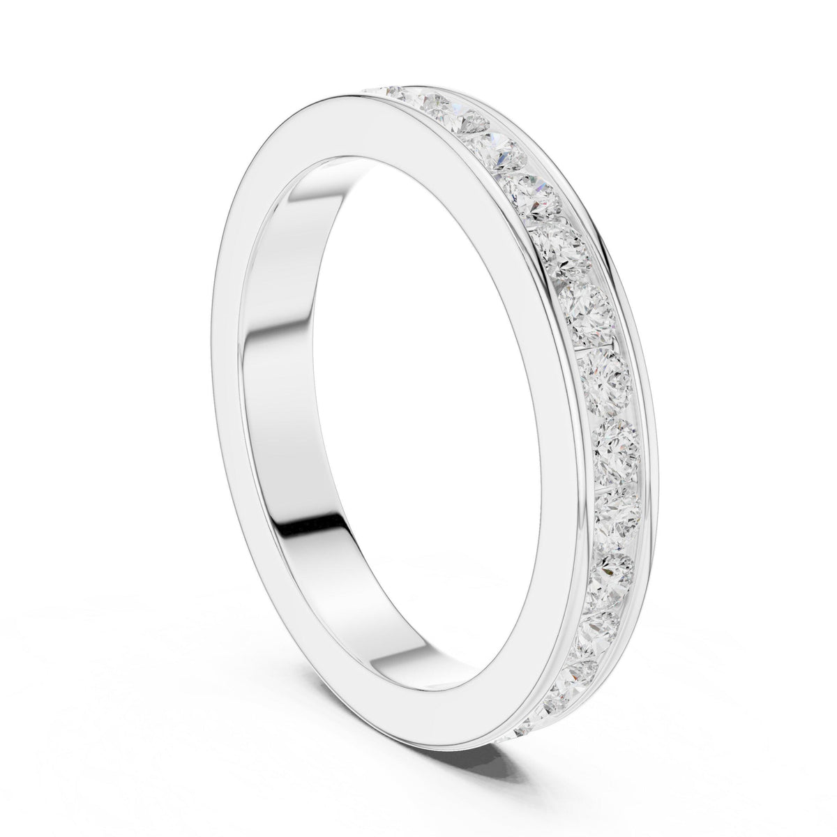 Men's Slim Channel-Set Moissanite Band – 925 Sterling Silver, 18K Gold Vermeil