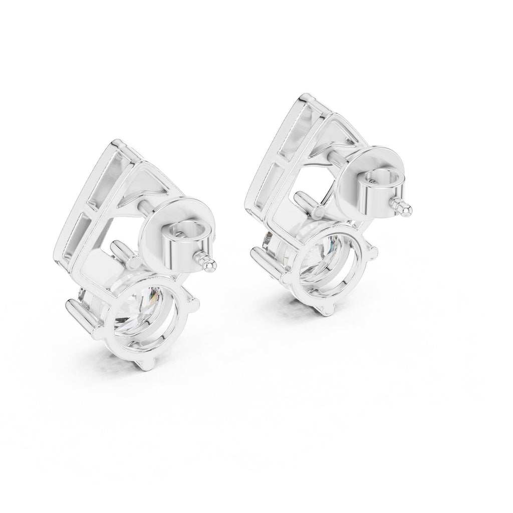 Round Moissanite Open Kite Stud Earrings – 925 Sterling Silver, 18K Gold Vermeil