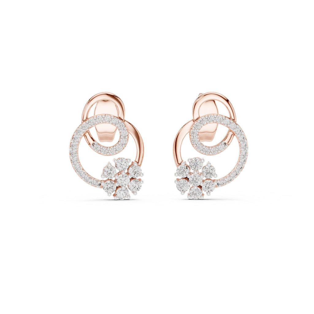 Moissanite Pavé Interlocking Circle Stud Earrings – 925 Sterling Silver, 18K Gold Vermeil