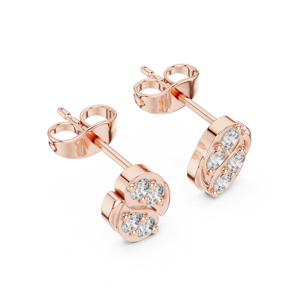 Moissanite Pavé Swirl Oval Stud Earrings – 925 Sterling Silver, 18K Gold Vermeil