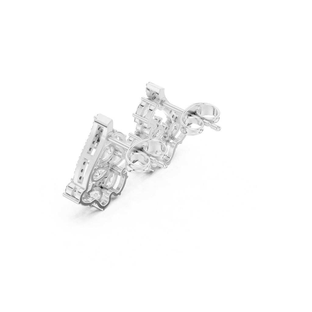 Marquise Moissanite Open Triangle Stud Earrings – 925 Sterling Silver, 18K Gold Vermeil