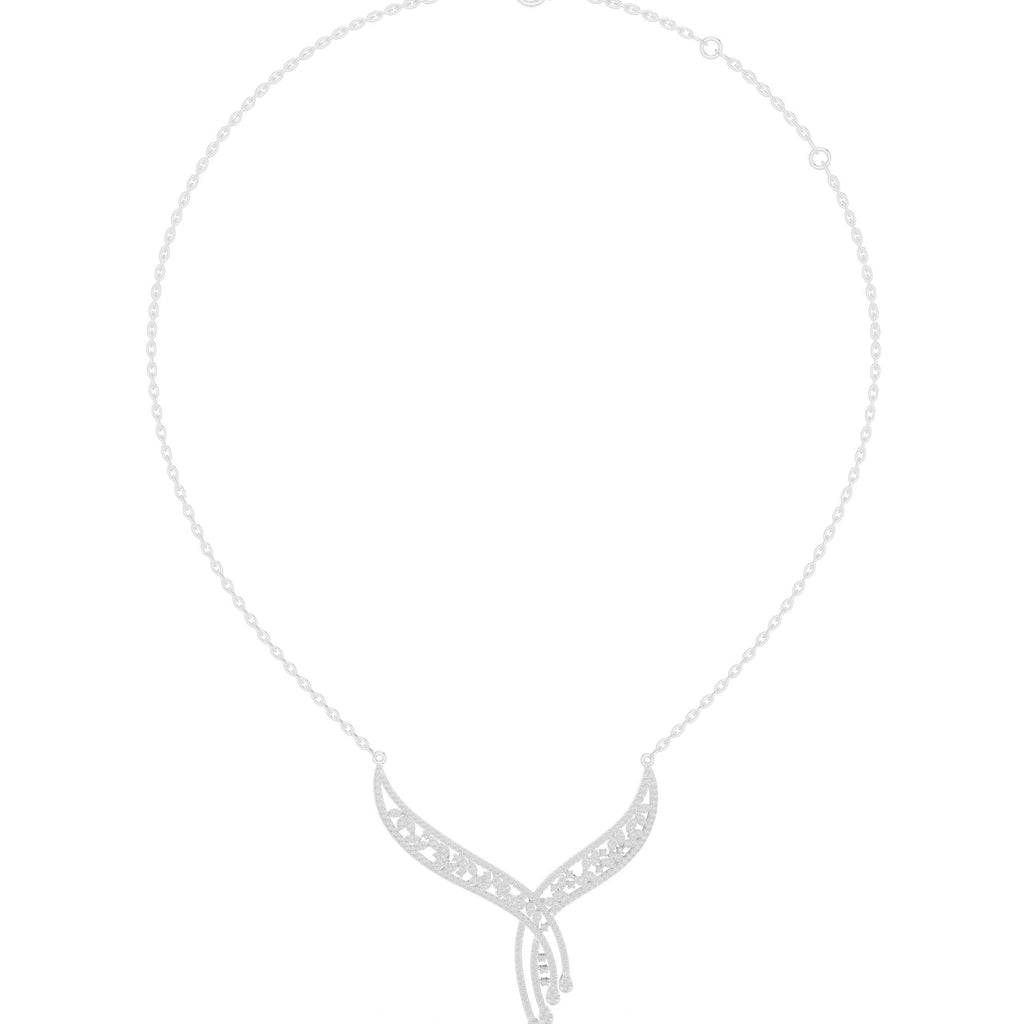Moissanite Pavé Swirl Ribbon Necklace – 925 Sterling Silver, 18K Gold Vermeil