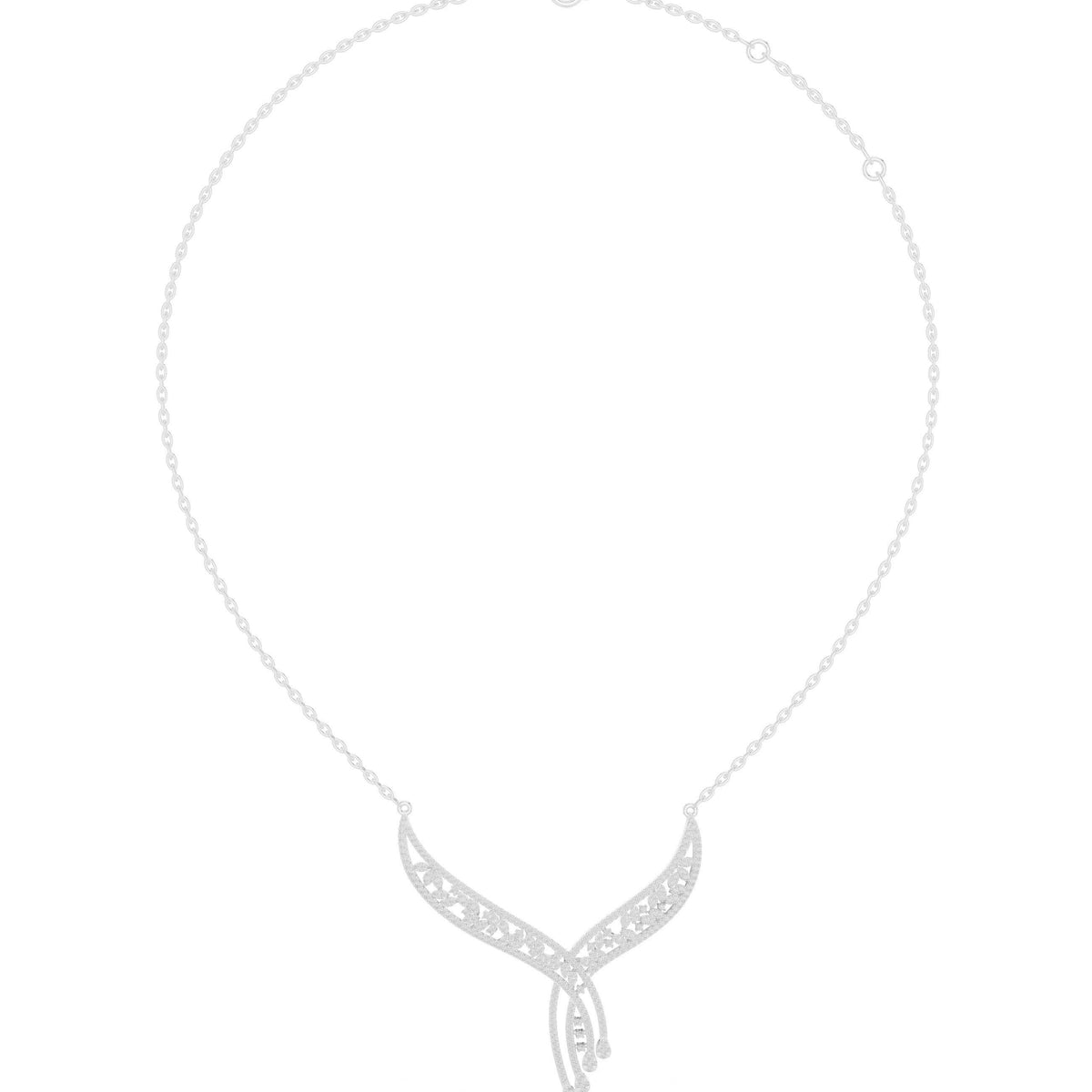 Moissanite Pavé Swirl Ribbon Necklace – 925 Sterling Silver, 18K Gold Vermeil