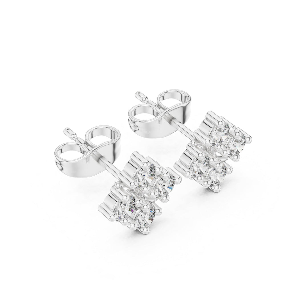 Moissanite Diamond-Shape Cluster Stud Earrings – 925 Sterling Silver, 18K Gold Vermeil
