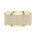 Men's Wide Multi-Row Pavé Moissanite Band – 925 Sterling Silver, 18K Gold Vermeil