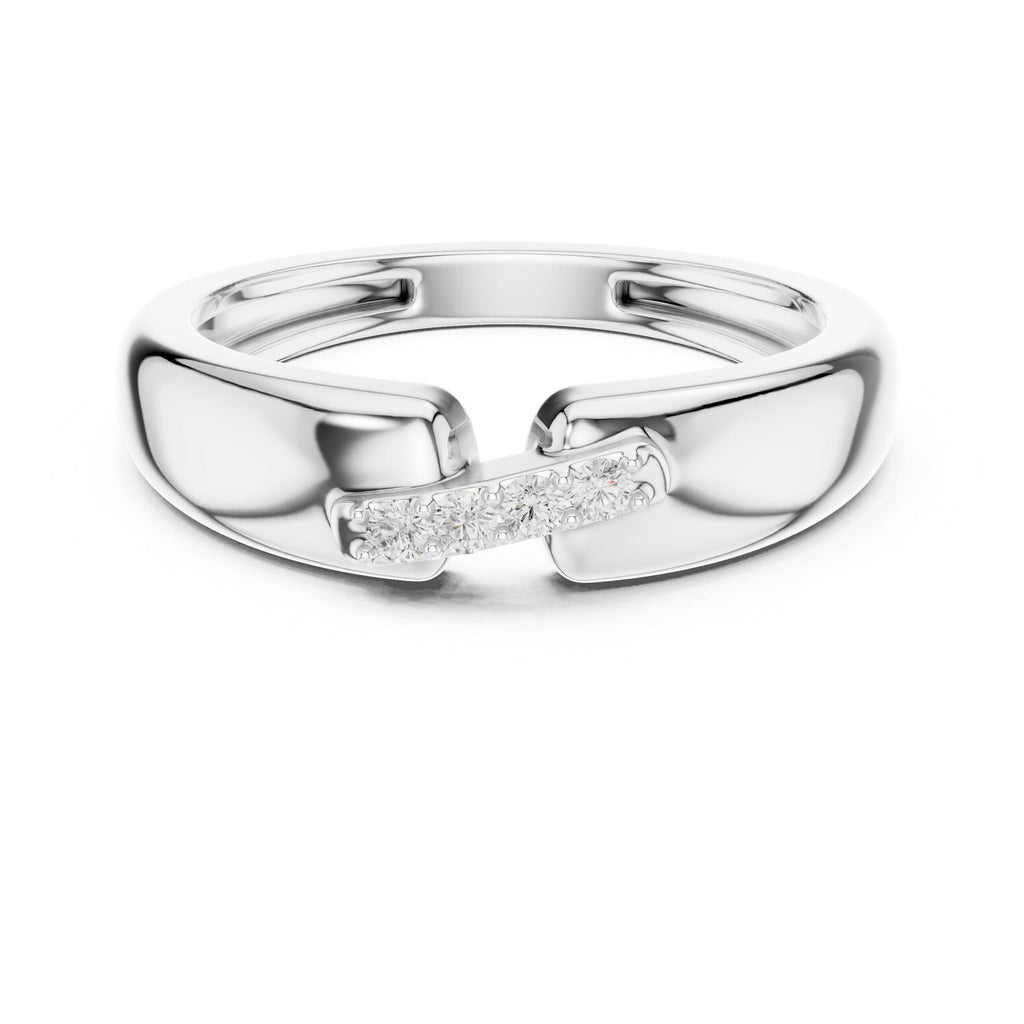 Men's Slim Open-Band Moissanite Ring with Pavé Accent – 925 Sterling Silver, 18K Gold Vermeil
