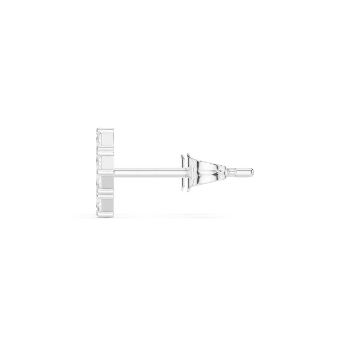 Princess Moissanite Four-Stone Stud Earrings – 925 Sterling Silver, 18K Gold Vermeil