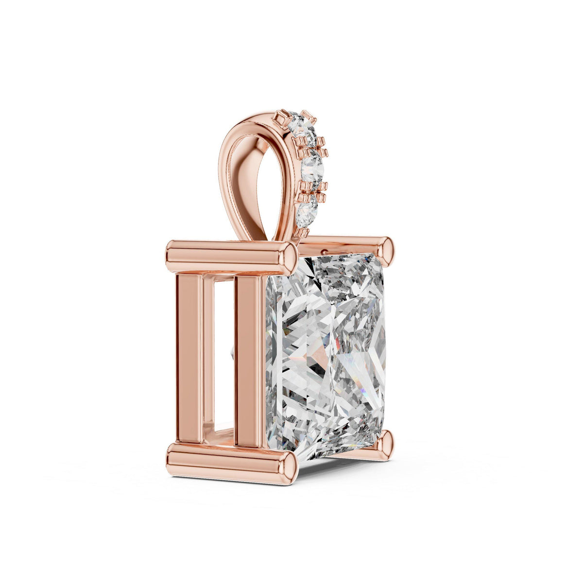 7mm Princess Moissanite Solitaire Pendant Necklace – 925 Sterling Silver, 18K Gold Vermeil