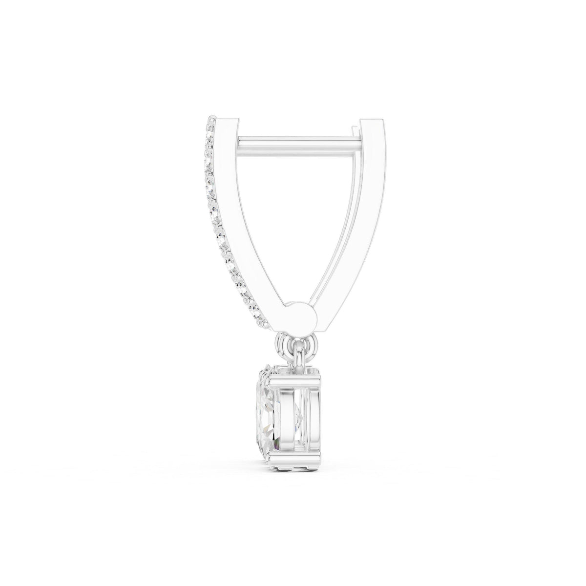 Emerald-Cut Moissanite Hoop Drop Earrings – 925 Sterling Silver, 18K Gold Vermeil