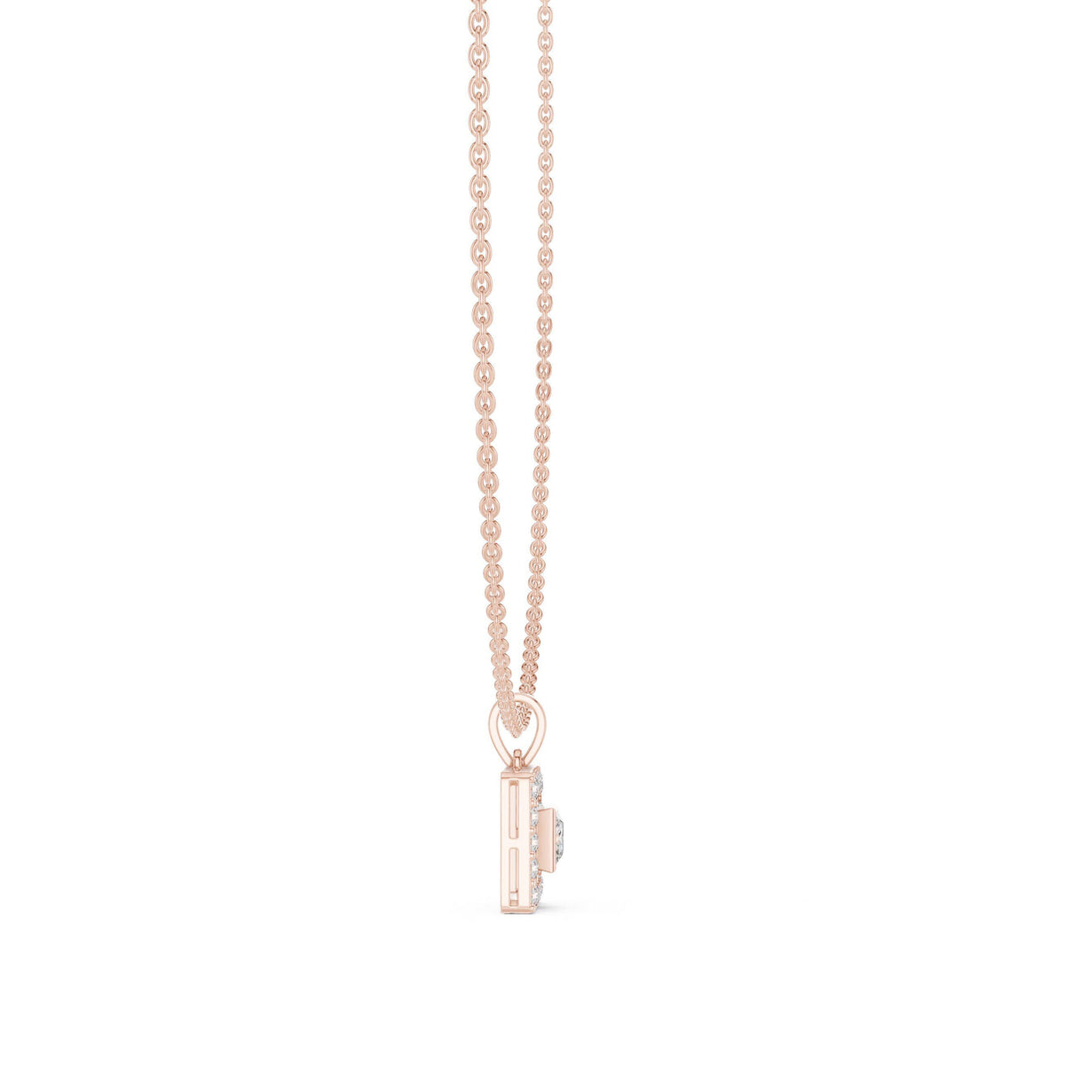 Princess Moissanite Square-Halo Pendant Necklace – 925 Sterling Silver, 18K Gold Vermeil