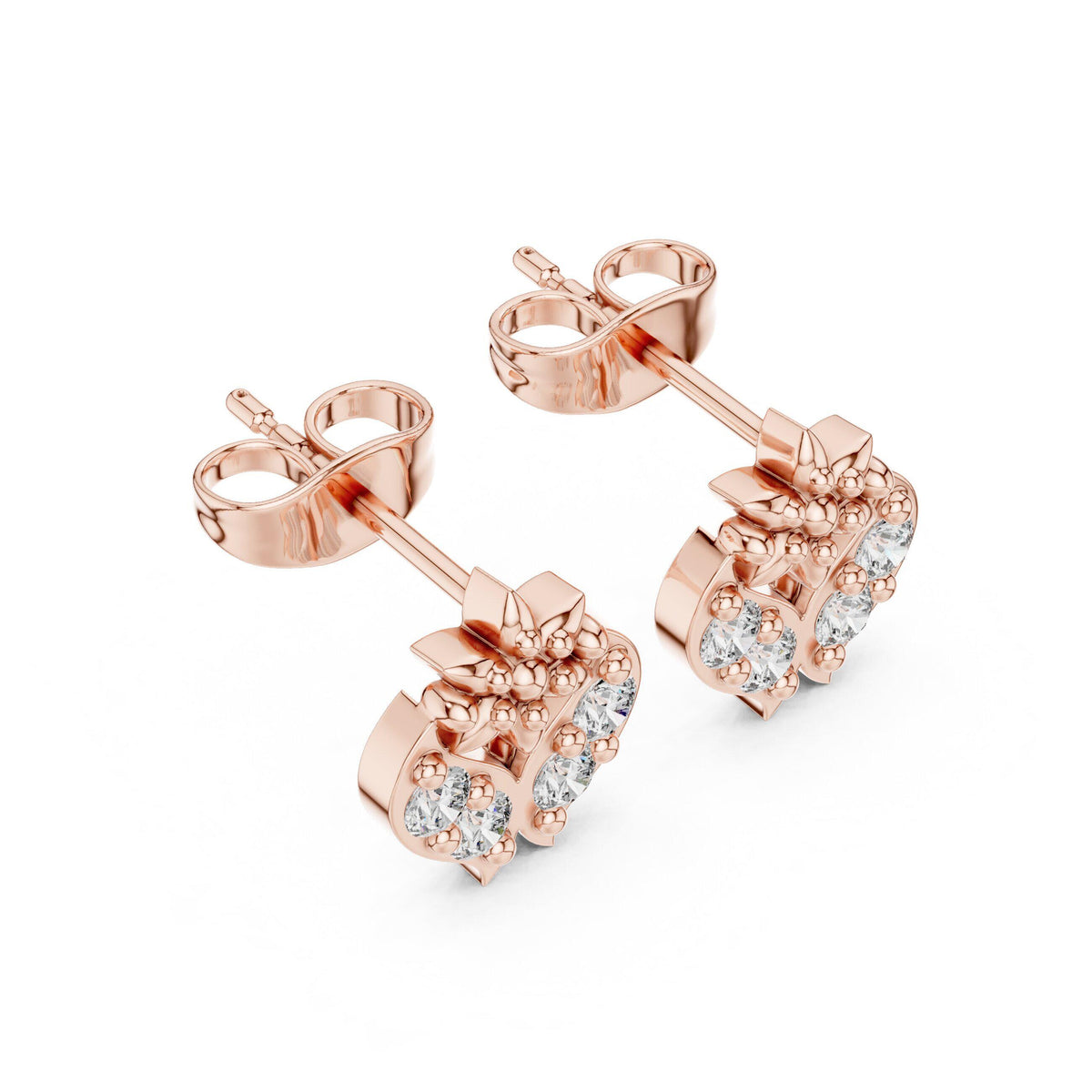Moissanite Ornate Dome Stud Earrings – 925 Sterling Silver, 18K Gold Vermeil