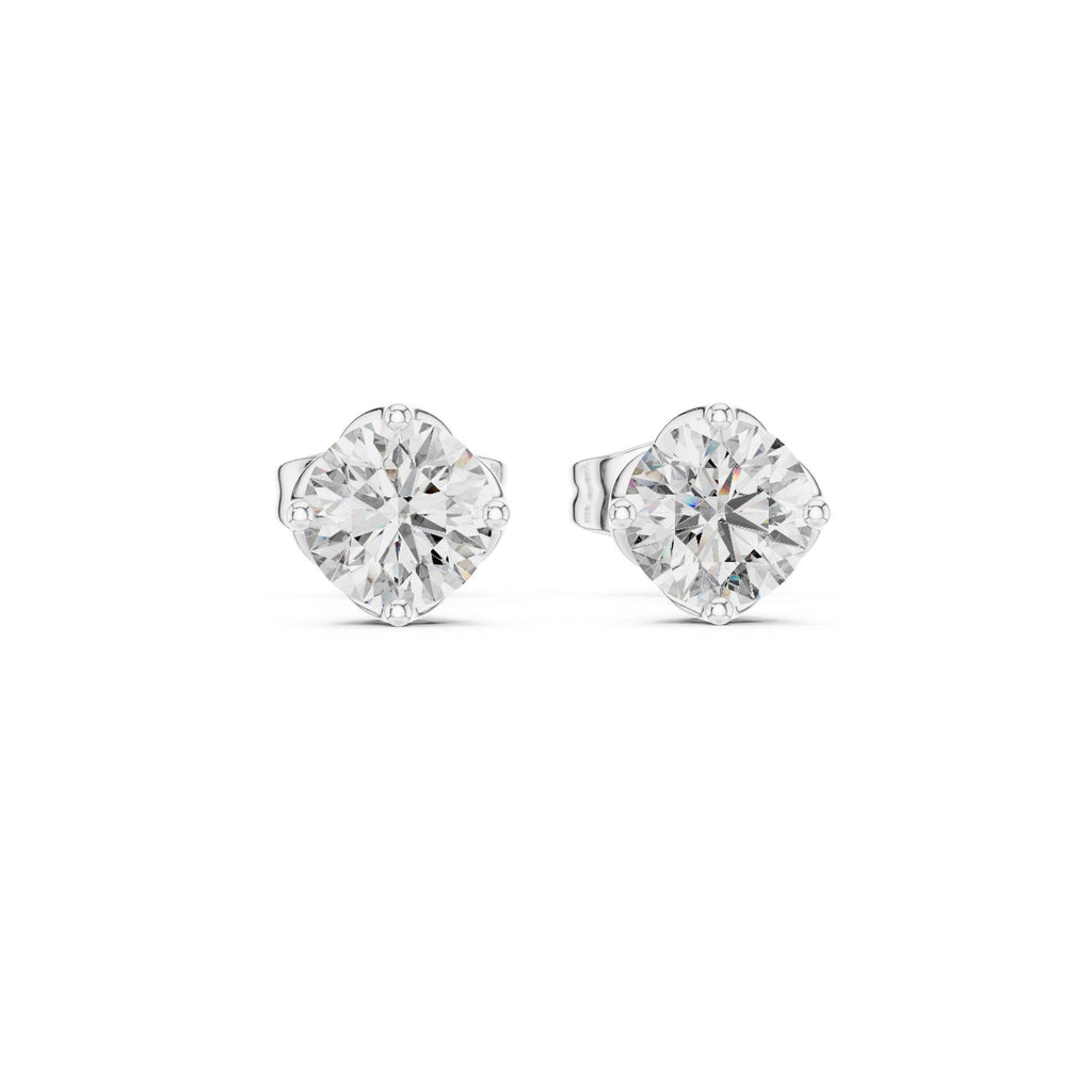 Round Moissanite Solitaire Stud Earrings – 925 Sterling Silver, 18K Gold Vermeil