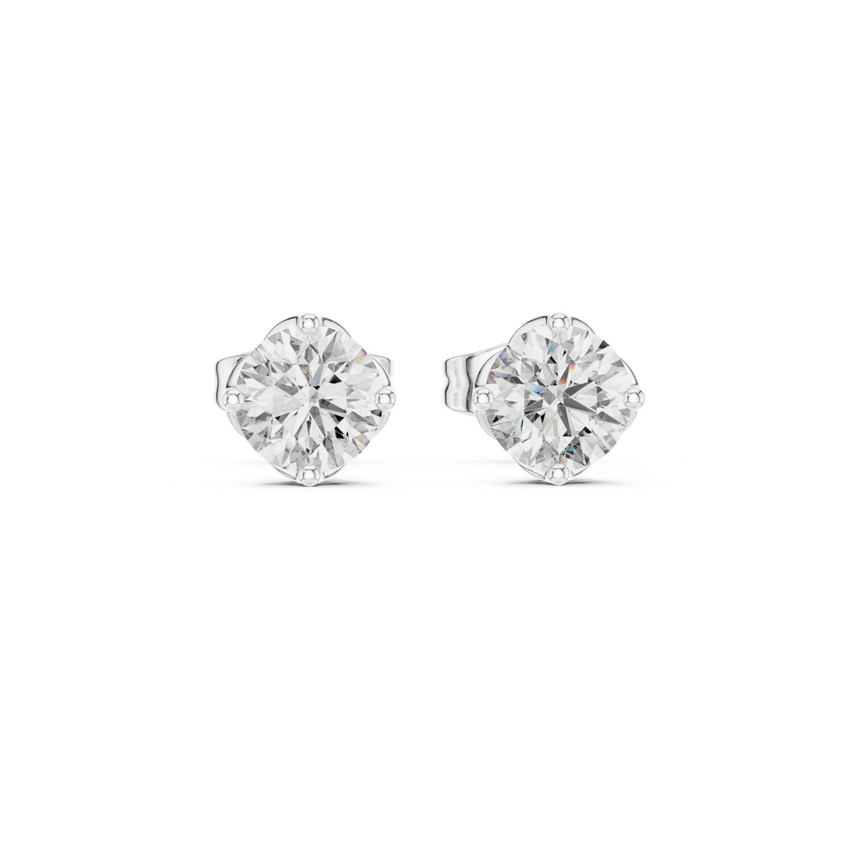 Round Moissanite Solitaire Stud Earrings – 925 Sterling Silver, 18K Gold Vermeil