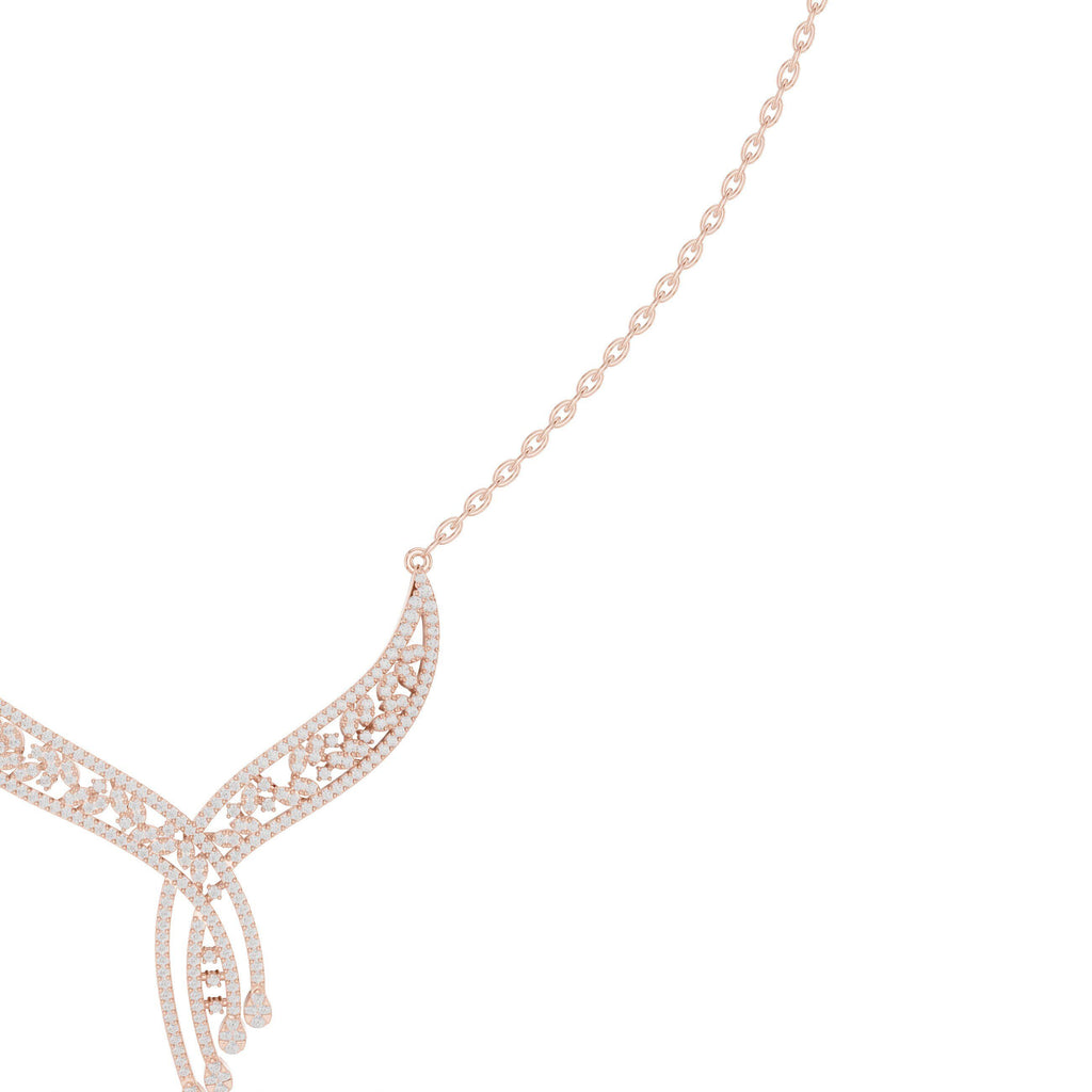 Moissanite Pavé Swirl Ribbon Necklace – 925 Sterling Silver, 18K Gold Vermeil