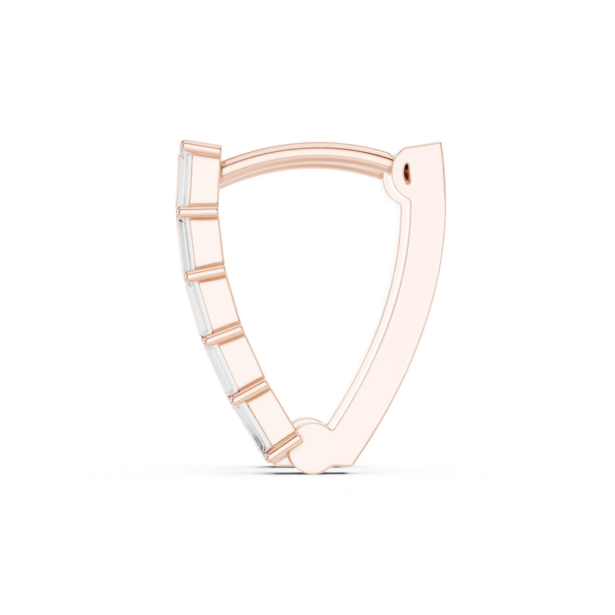 Baguette Moissanite V-Hoop Earrings – 925 Sterling Silver, 18K Gold Vermeil