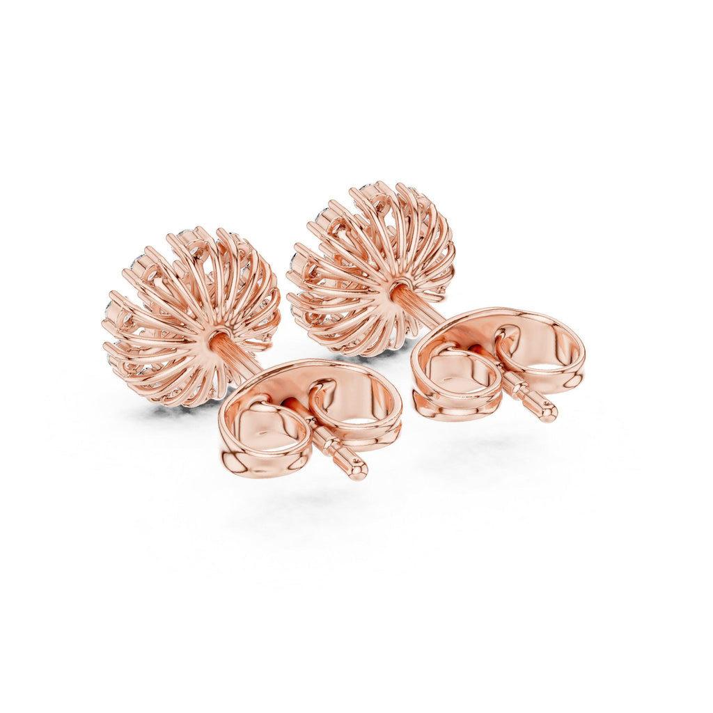 Moissanite Pavé Daisy Stud Earrings – 925 Sterling Silver, 18K Gold Vermeil