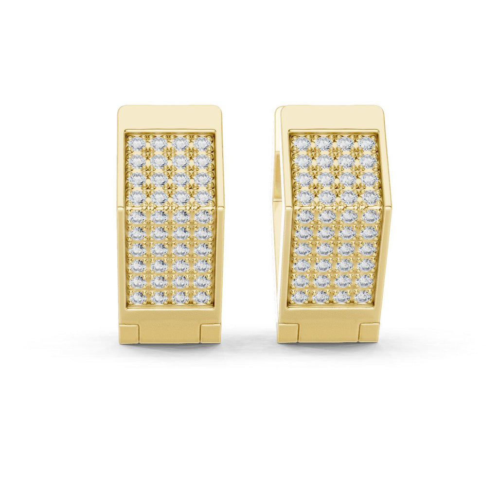 Moissanite Pavé Plug Hoop Earrings – 925 Sterling Silver, 18K Gold Vermeil