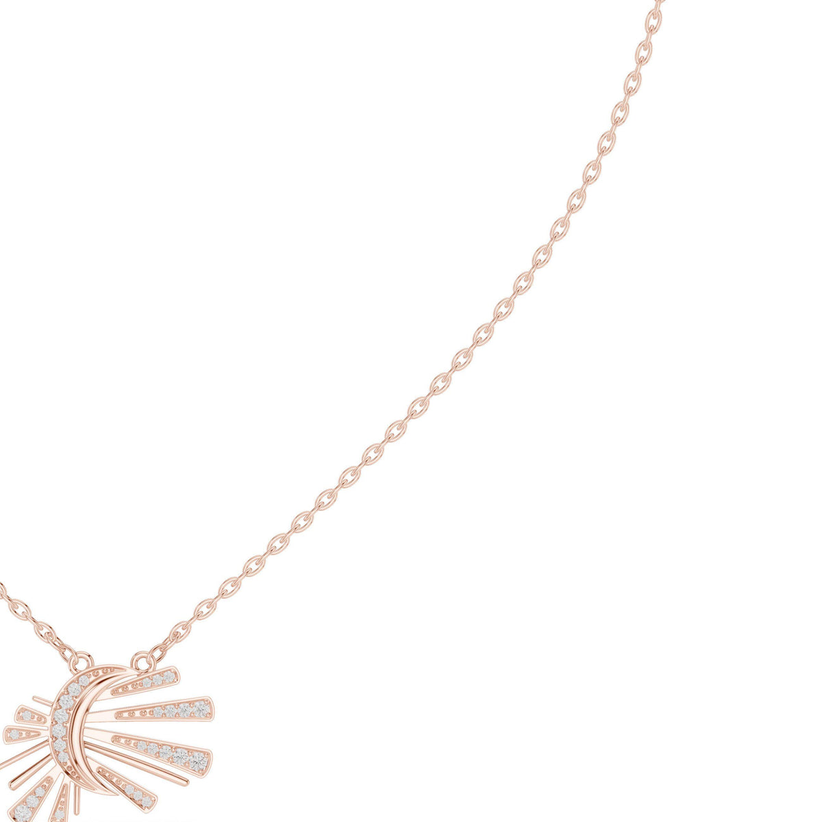 Moissanite Pavé Sunburst Fan Necklace – 925 Sterling Silver, 18K Gold Vermeil
