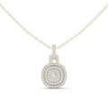 Cushion Moissanite Triple-Halo Pendant Necklace – 925 Sterling Silver, 18K Gold Vermeil