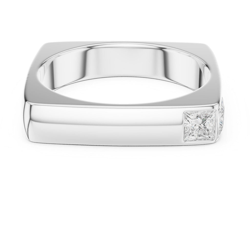 Men's Square-Profile Moissanite Ring with Princess-Cut Accent – 925 Sterling Silver, 18K Gold Vermeil