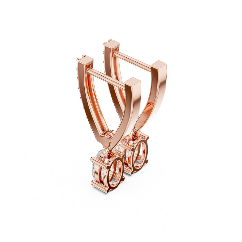 Emerald-Cut Moissanite Hoop Drop Earrings – 925 Sterling Silver, 18K Gold Vermeil