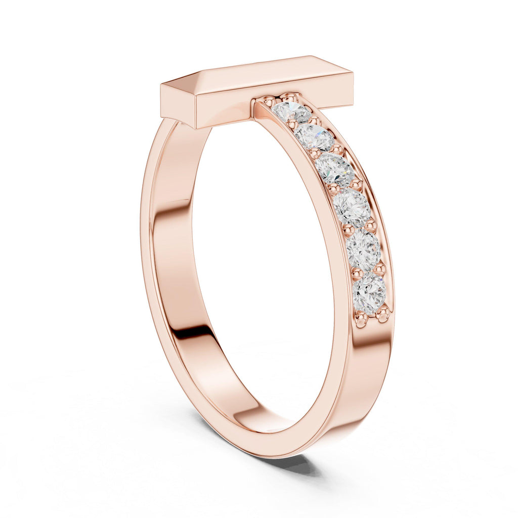 Men's T-Shaped Moissanite Ring – 925 Sterling Silver, 18K Gold Vermeil