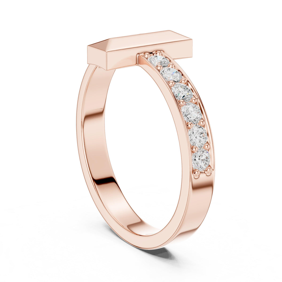 Men's T-Shaped Moissanite Ring – 925 Sterling Silver, 18K Gold Vermeil