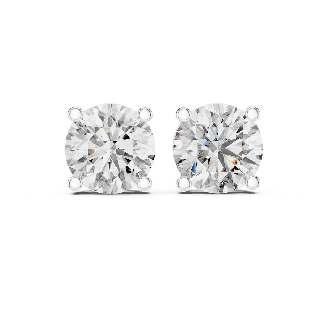 8mm Round Moissanite Four-Prong Stud Earrings – 925 Sterling Silver, 18K Gold Vermeil