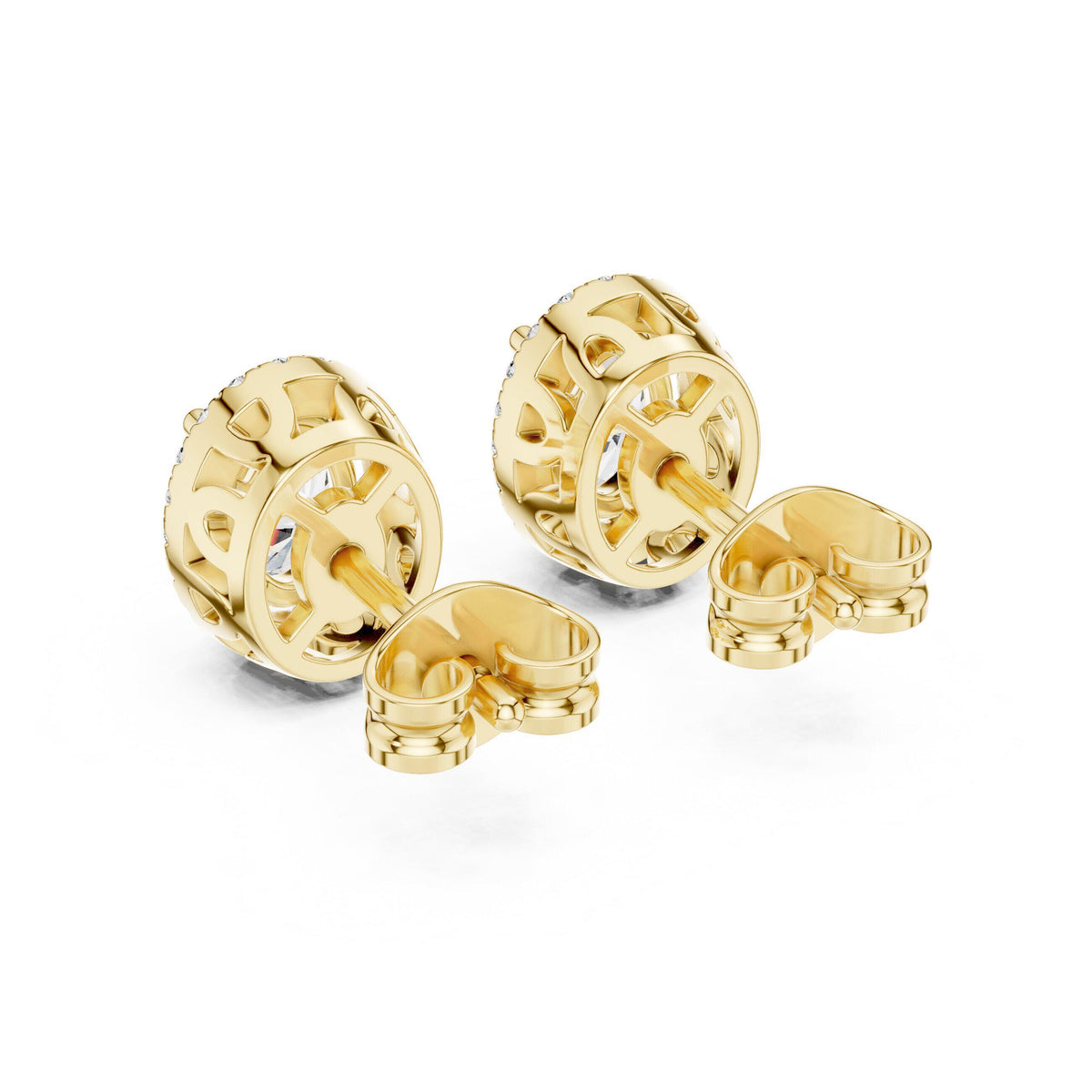 Oval Moissanite Halo Stud Earrings – 925 Sterling Silver, 18K Gold Vermeil