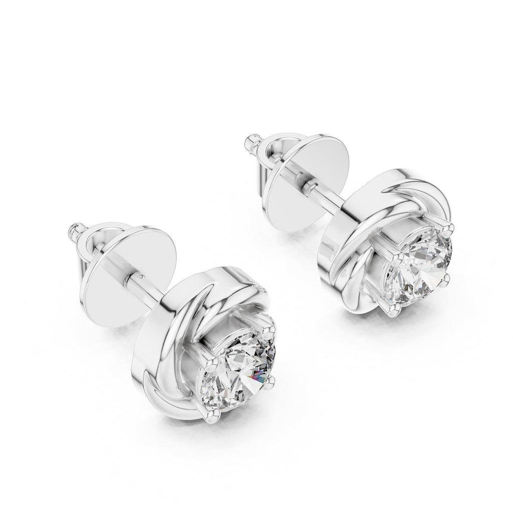 5mm Round Moissanite Swirl Stud Earrings – 925 Sterling Silver, 18K Gold Vermeil