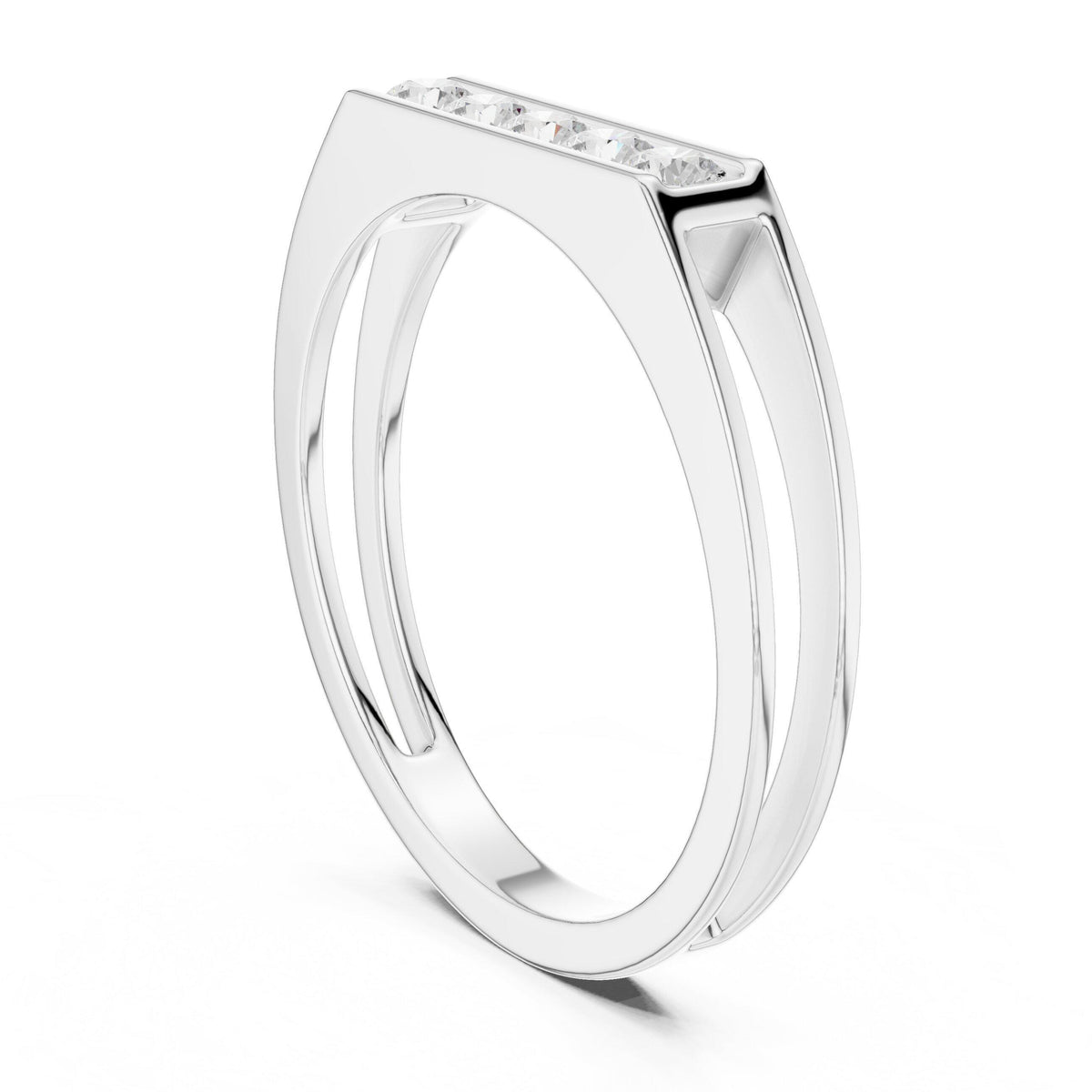 Men's Open-Band Moissanite Ring with Pavé Bar – 925 Sterling Silver, 18K Gold Vermeil