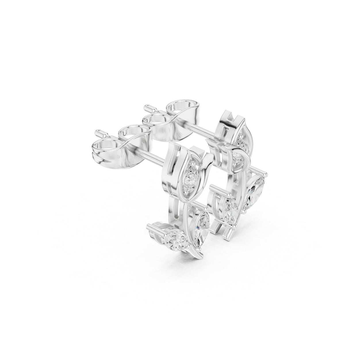 Moissanite Tulip Stud Earrings – 925 Sterling Silver, 18K Gold Vermeil