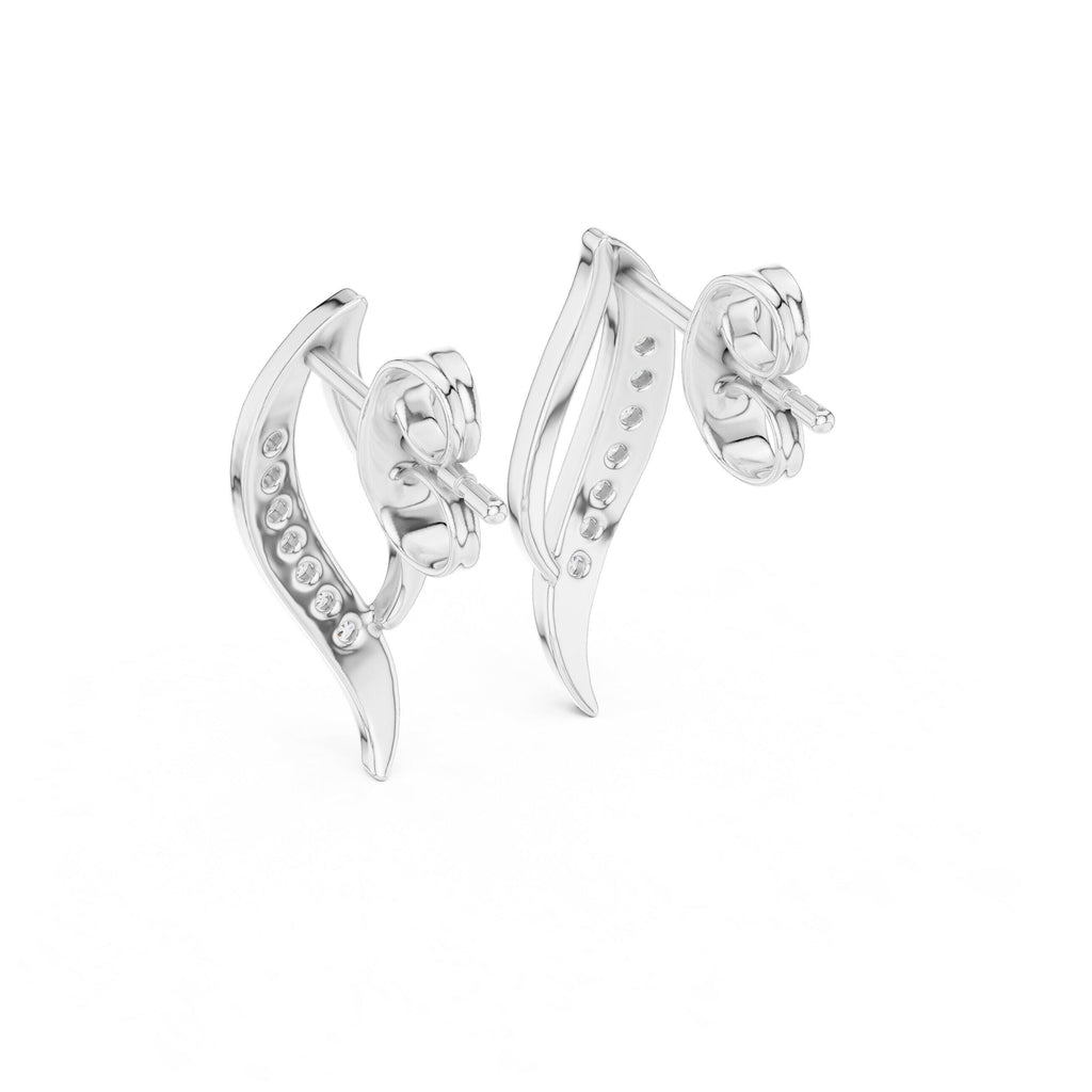 Moissanite Pavé Flame Stud Earrings – 925 Sterling Silver, 18K Gold Vermeil