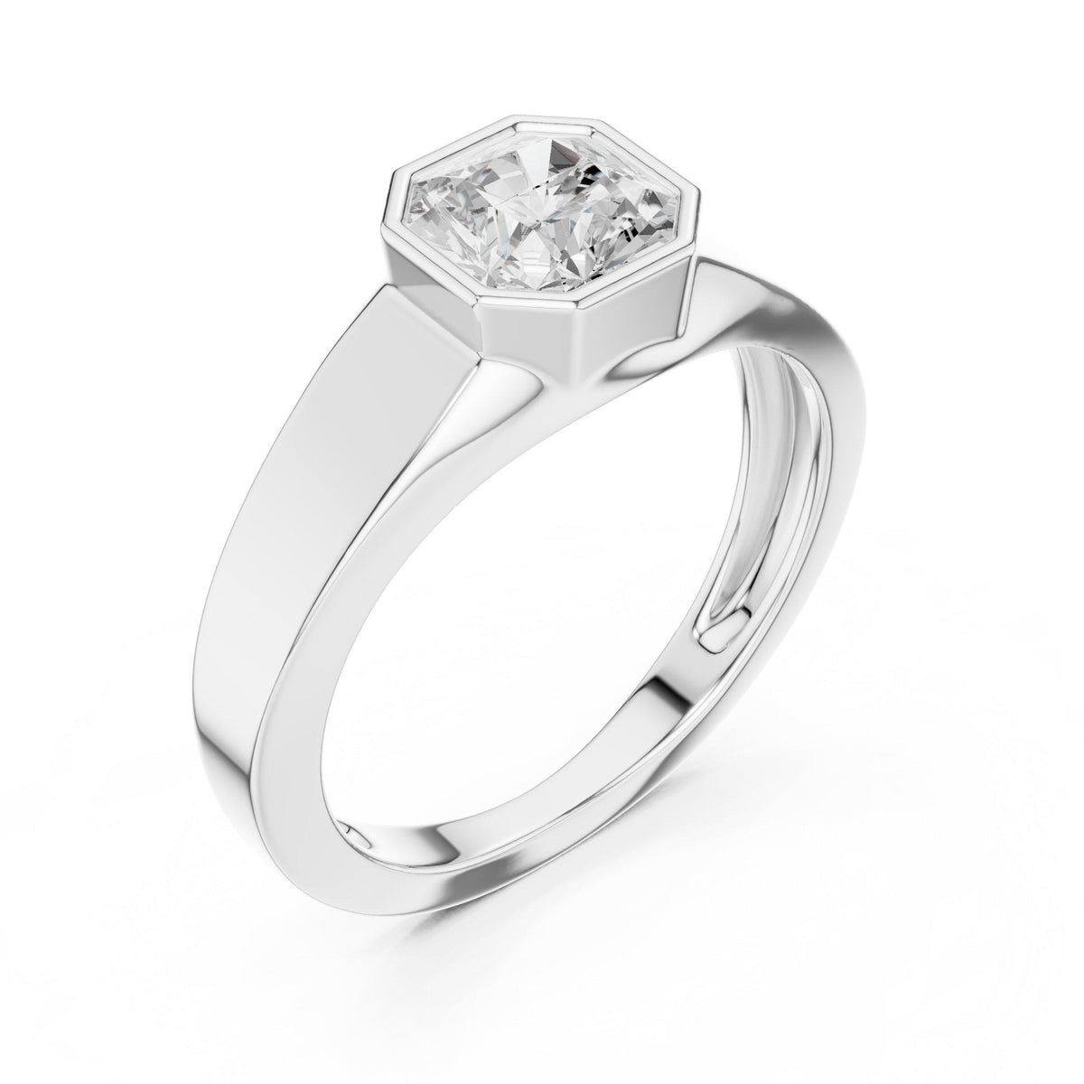 Men's Bezel-Set Moissanite Solitaire Ring – 925 Sterling Silver, 18K Gold Vermeil
