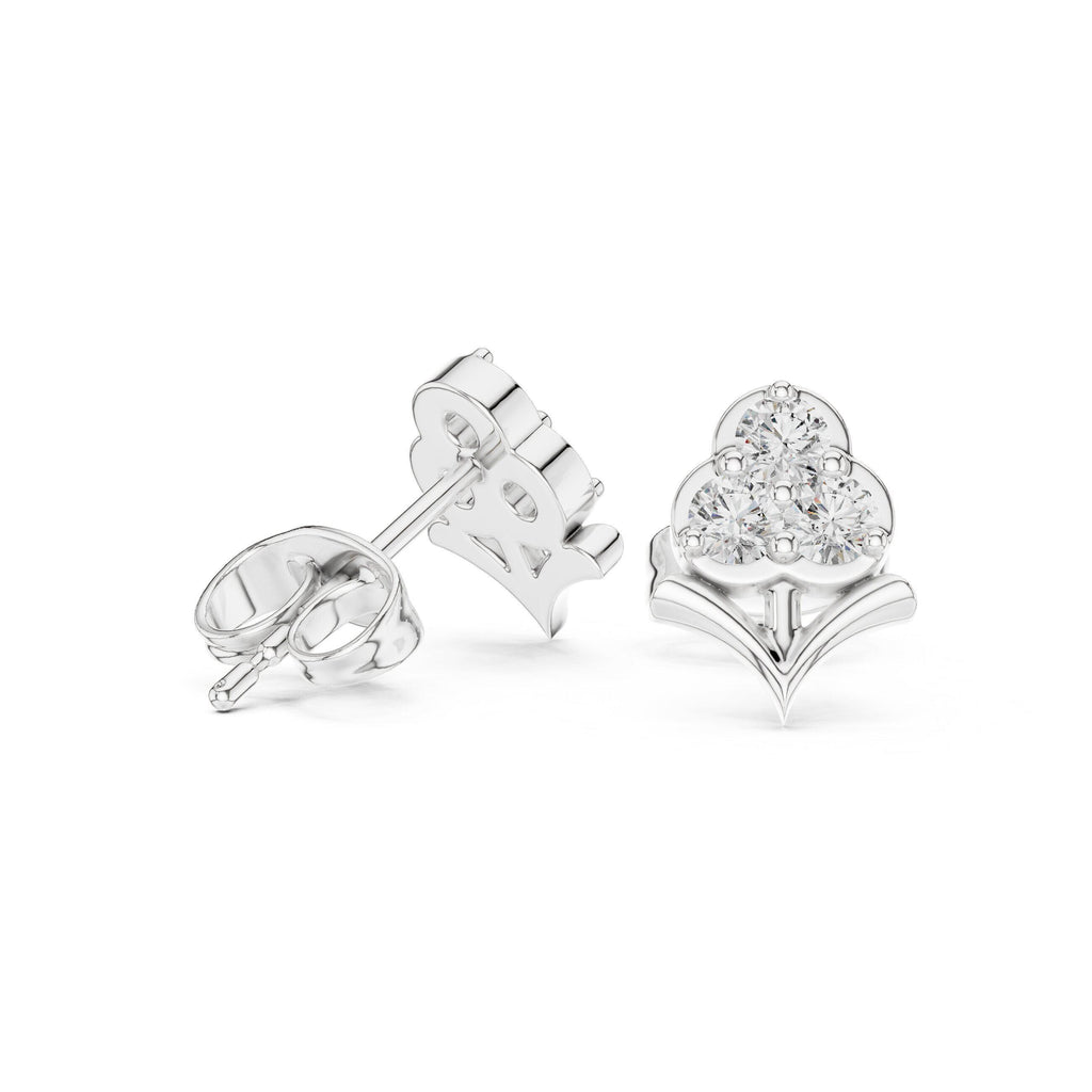 Moissanite Trefoil Cluster Stud Earrings – 925 Sterling Silver, 18K Gold Vermeil