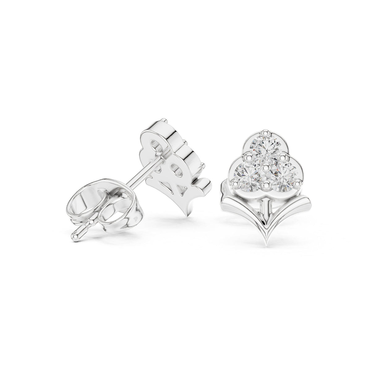 Moissanite Trefoil Cluster Stud Earrings – 925 Sterling Silver, 18K Gold Vermeil
