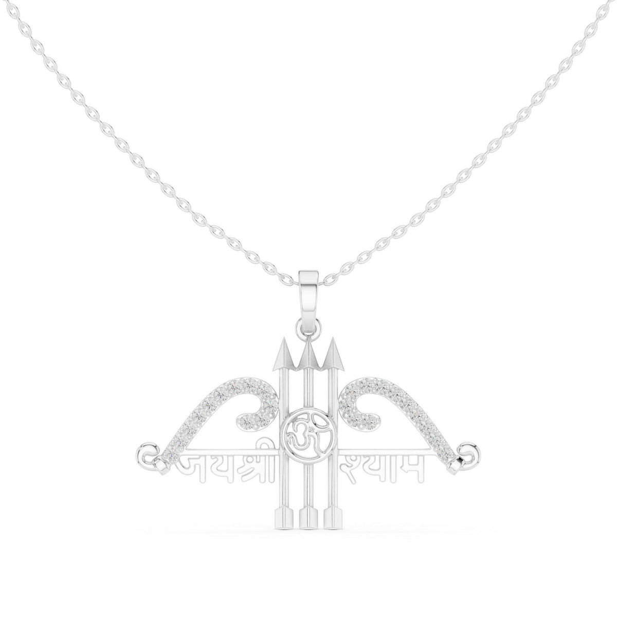 Moissanite Trishul & Om Pendant Necklace – 925 Sterling Silver, 18K Gold Vermeil