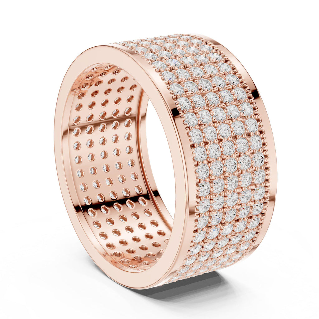 Men's Wide Multi-Row Pavé Moissanite Band – 925 Sterling Silver, 18K Gold Vermeil