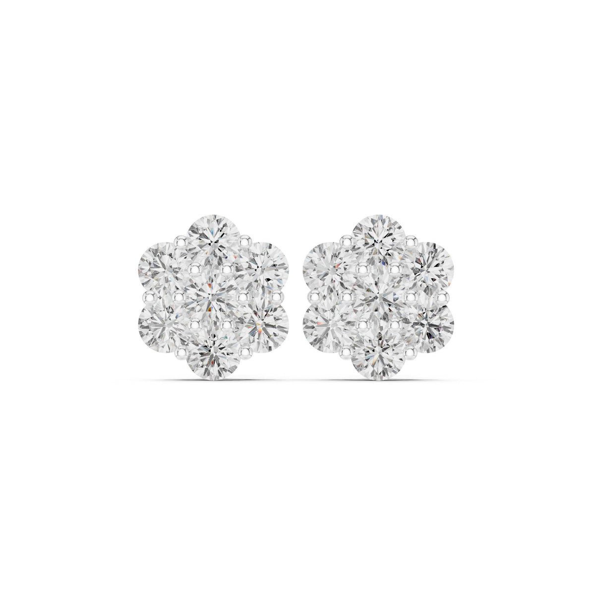 Moissanite Flower Cluster Stud Earrings – 925 Sterling Silver, 18K Gold Vermeil