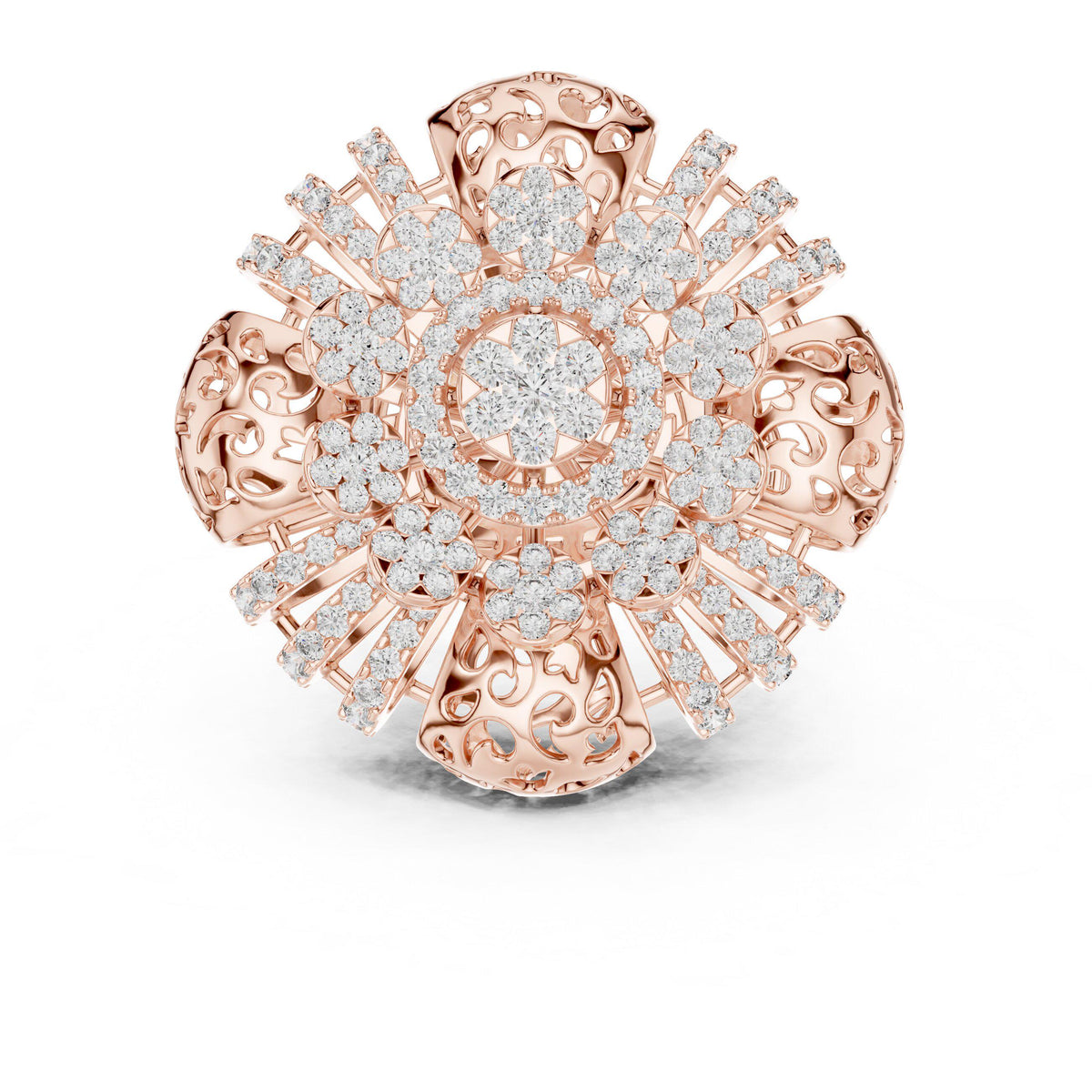 Moissanite Crown Cocktail Ring – 925 Sterling Silver, 18K Gold Vermeil