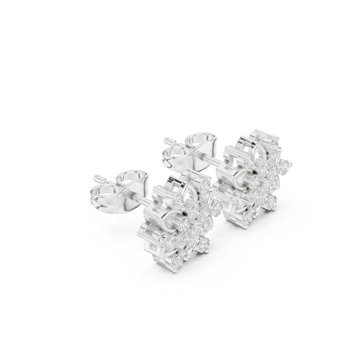 Marquise Moissanite Lotus Stud Earrings – 925 Sterling Silver, 18K Gold Vermeil
