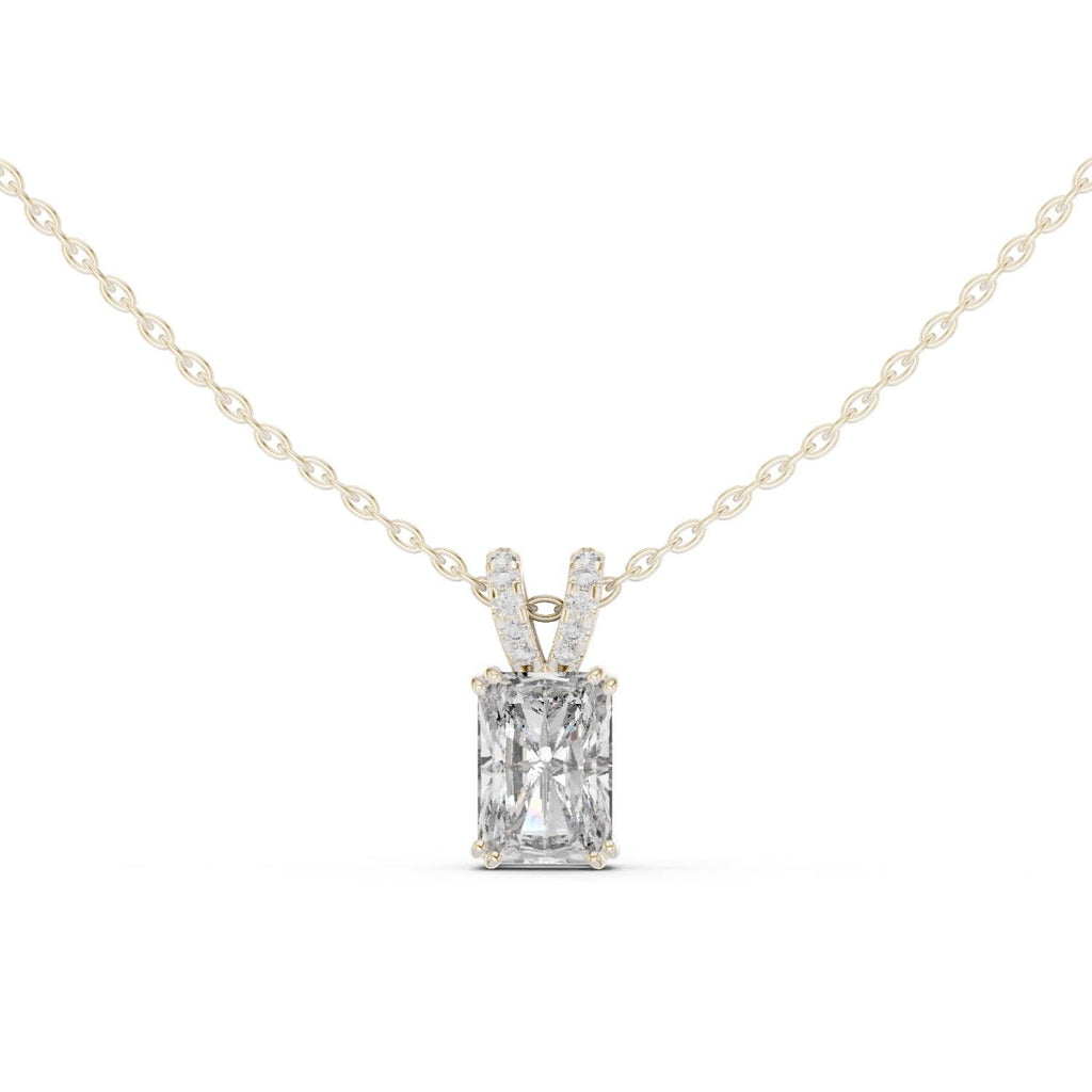 Radiant-Cut Moissanite Solitaire Pendant Necklace – 925 Sterling Silver, 18K Gold Vermeil