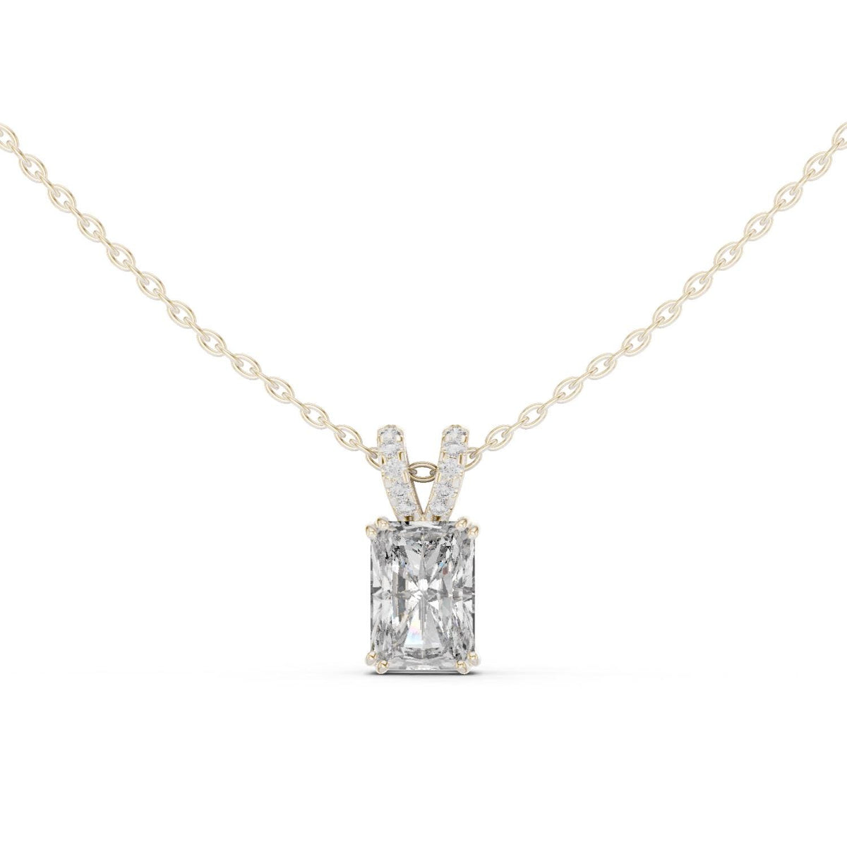 Radiant-Cut Moissanite Solitaire Pendant Necklace – 925 Sterling Silver, 18K Gold Vermeil