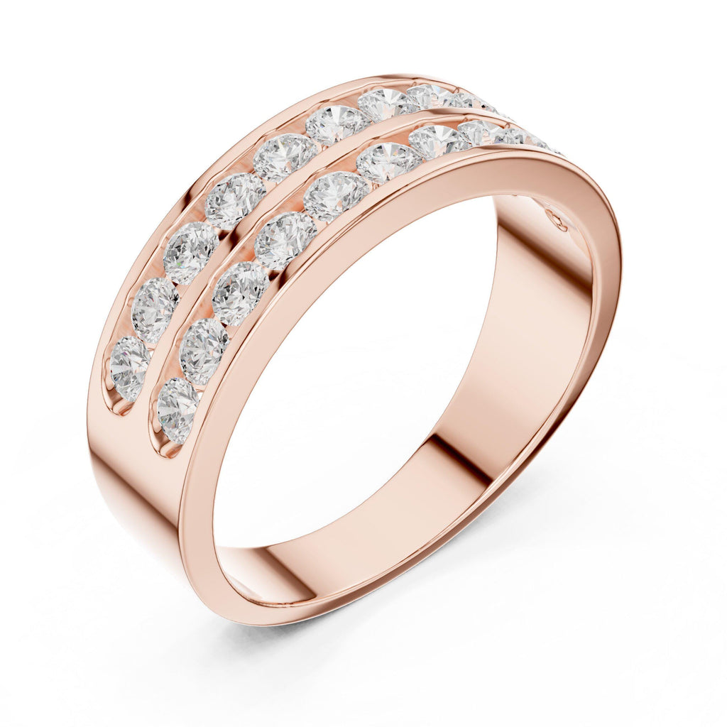 Men's Double-Row Channel-Set Moissanite Band – 925 Sterling Silver, 18K Gold Vermeil