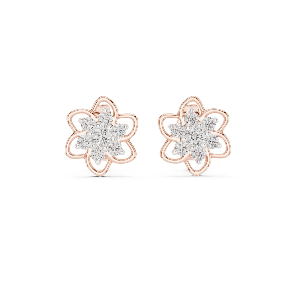 Moissanite Open Flower Cluster Stud Earrings – 925 Sterling Silver, 18K Gold Vermeil