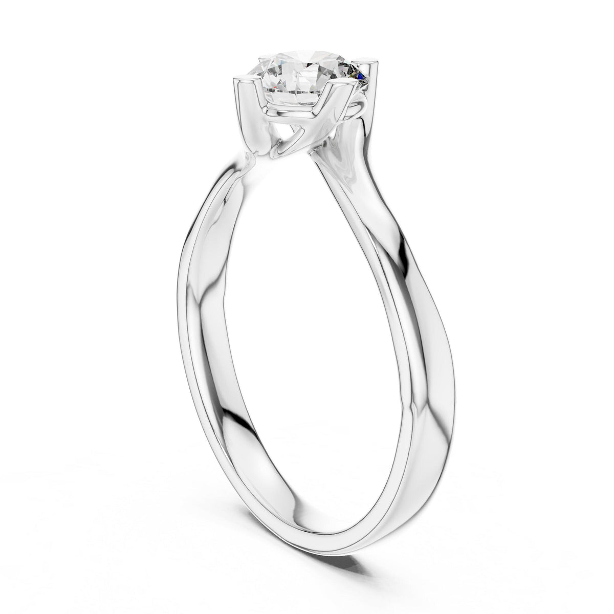 Round Moissanite Twist Solitaire Ring, 5mm – 925 Sterling Silver, 18K Gold Vermeil