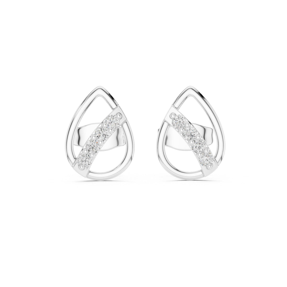 Moissanite Open Teardrop Stud Earrings – 925 Sterling Silver, 18K Gold Vermeil