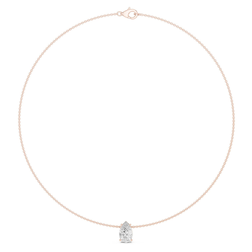 Pear Moissanite Solitaire Necklace – 925 Sterling Silver, 18K Gold Vermeil