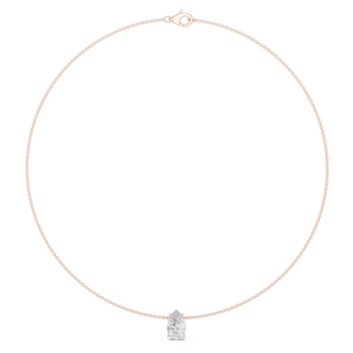 Pear Moissanite Solitaire Necklace – 925 Sterling Silver, 18K Gold Vermeil